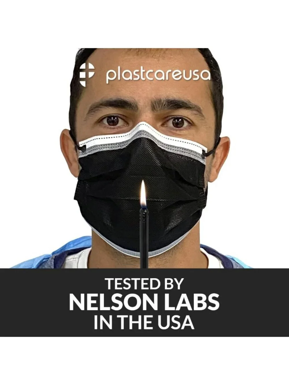 4-Ply Black Disposable Face Masks with Adjustable Nose Band - ASTM Level 3